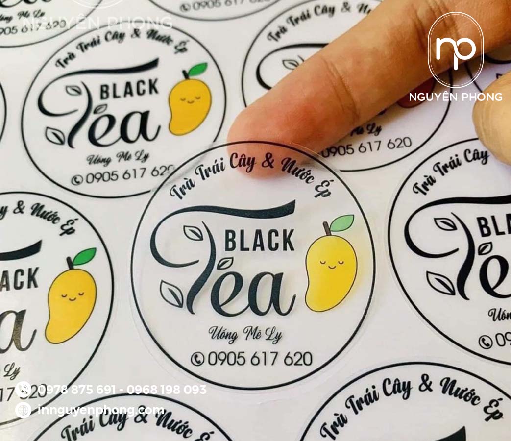 Mẫu tem decal trong dán trà chanh